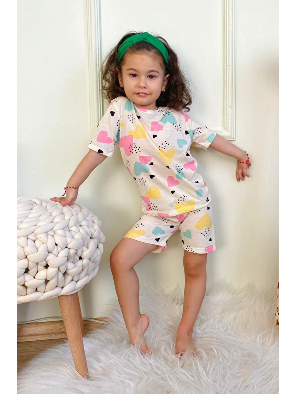 Harika Kids Kız Çocuk Pamuklu Penye Kumaş Şortlu Pijama Takımı