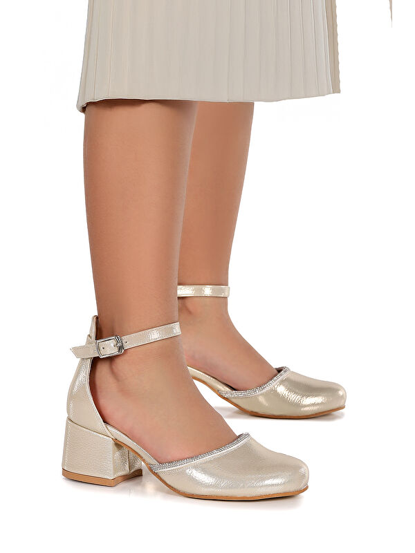 Ressa Vakko Taşlı Kız Çocuk 5 Cm Topuklu Sandalet Abiye Ayakkabı - Görsel 4