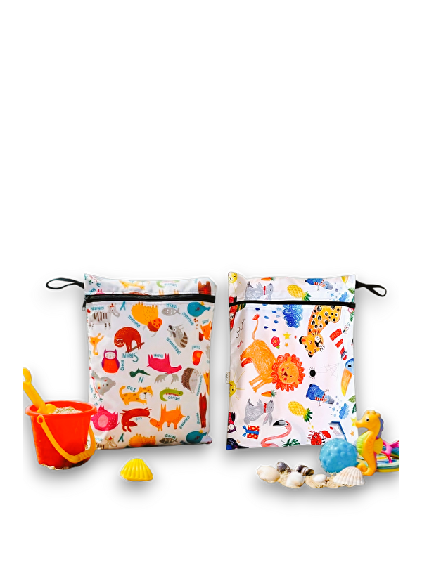 Yorni 2 Adet, 35x30 cm, Zoo ve Jungle Desen Sıvı Geçirmeyen Çok Amaçlı Çanta, Makinede Yıkanabilir