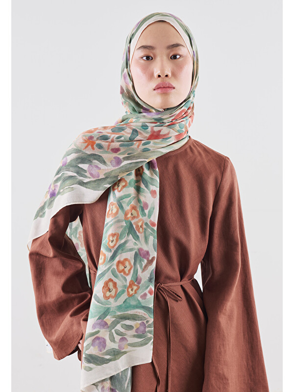 Fresh Scarfs Floral Whimsy Desen Rami Viskon Şal Kırmızı