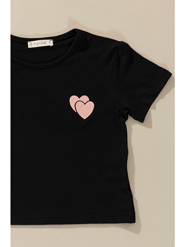 For You Kids 3'lü Love Baskılı Tshirt Atlet Tayt Siyah Takım