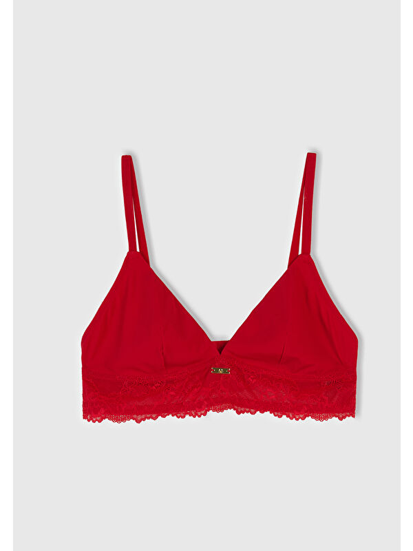 United Colors Of Benetton Kadın Kırmızı Dantel Detaylı Bralet