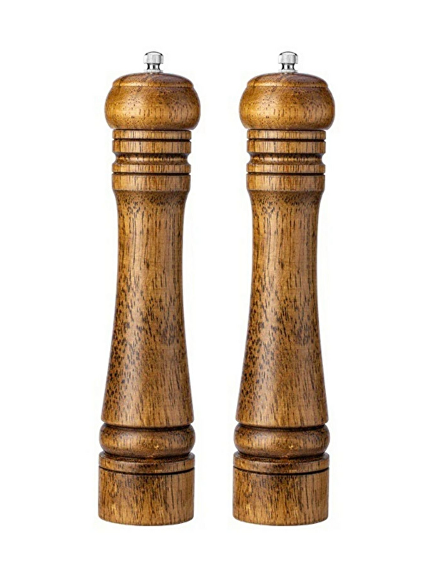 Kitchen Design Lab Bambu Gövdeli Komple Ahşap Baharat Öğütücüsü Büyük Boy 27 cm 2 Adet