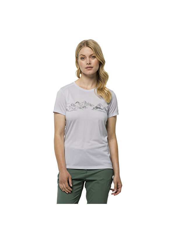 Jack Wolfskin Crosstrail Graphic T Kadın Beyaz Tişört