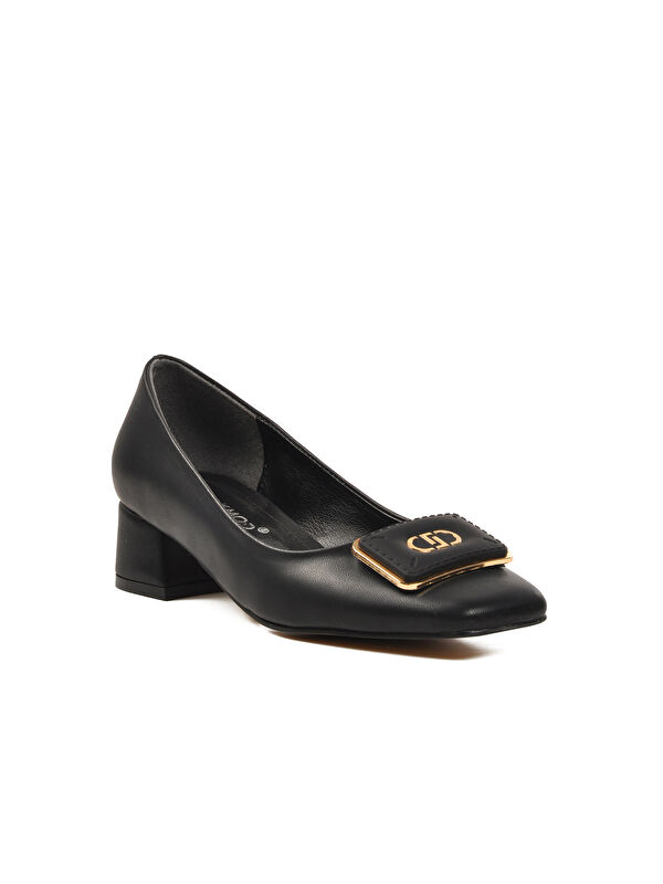 Siyah Cilt Kadın Topuklu Ayakkabı 312240 - Görsel 4