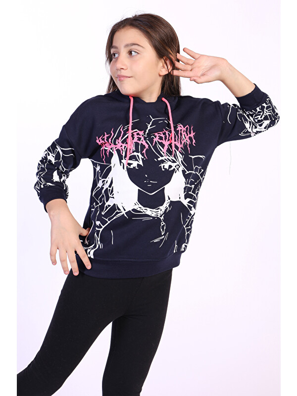Toontoykids Kız Çocuk Kapüşonlu Baskılı Sweatshirt