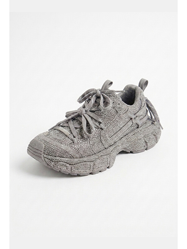 It's Basic Kadın Silver T11 İthal Işıltılı Taş Kaplama Özel Tasarım Sneaker Ayakkabı