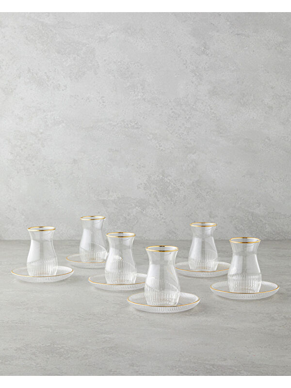 English Home Janice Cam 12 Parça 6 Kişilik Çay Seti 135 ml Gold