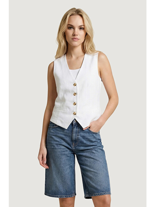 Only Onlita % 100 Pamuk Regular Fit V Yaka Yelek 15370277