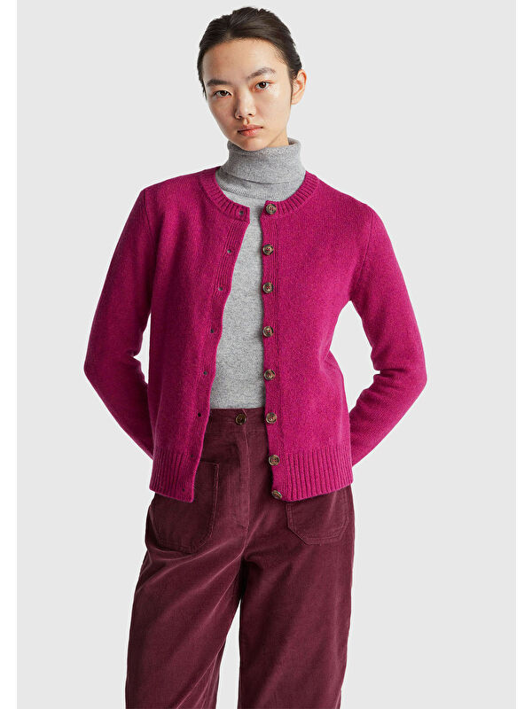 United Colors Of Benetton Kadın Fuşya Shetland Hırka