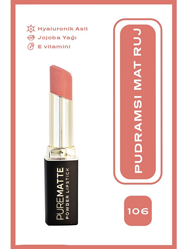 GOLDEN ROSE Pure Matte Powder Lipstick No: 106 - Pudralı Mat Ruj