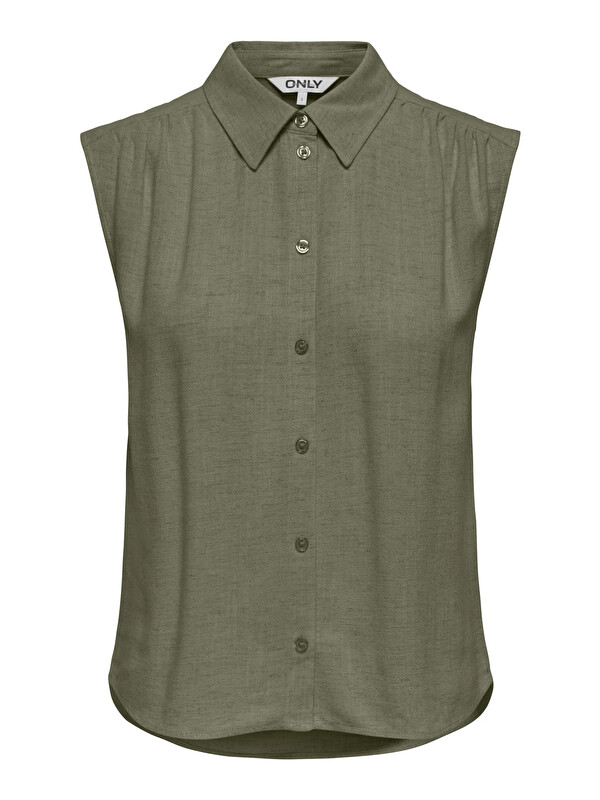 Only Onlsiesta Keten Karışımlı Regular Fit Klasik Yaka Bluz 15367416