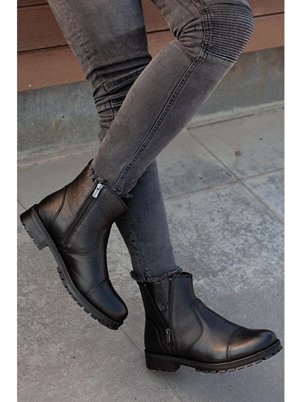 D0400 %100 Hakiki Deri Erkek Taban Dahil Komple Kürklü Bot - Görsel 4