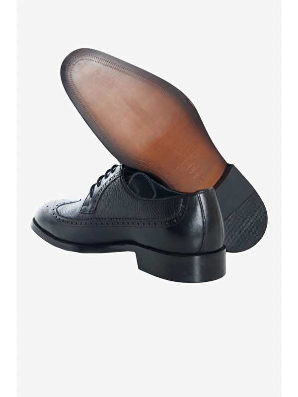 Erkek Siyah %100 Deri Düz Casual Ayakkabı - Görsel 4