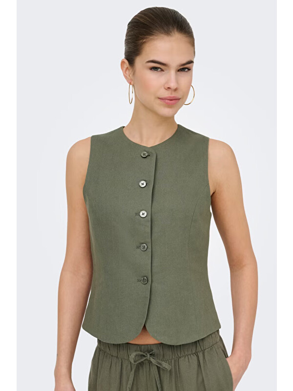 Only Onlgoa Regular Fit Bisiklet Yaka Düğmeli Yelek 15363724