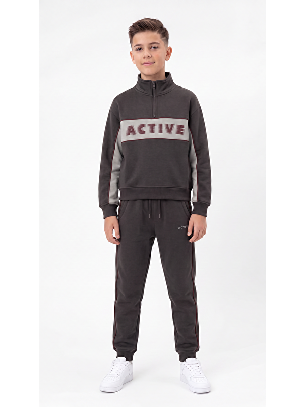 Mışıl Kids Active Baskılı Baskılı Şerit Biyeli Erkek Çocuk Alt Üst Eşofman Takımı