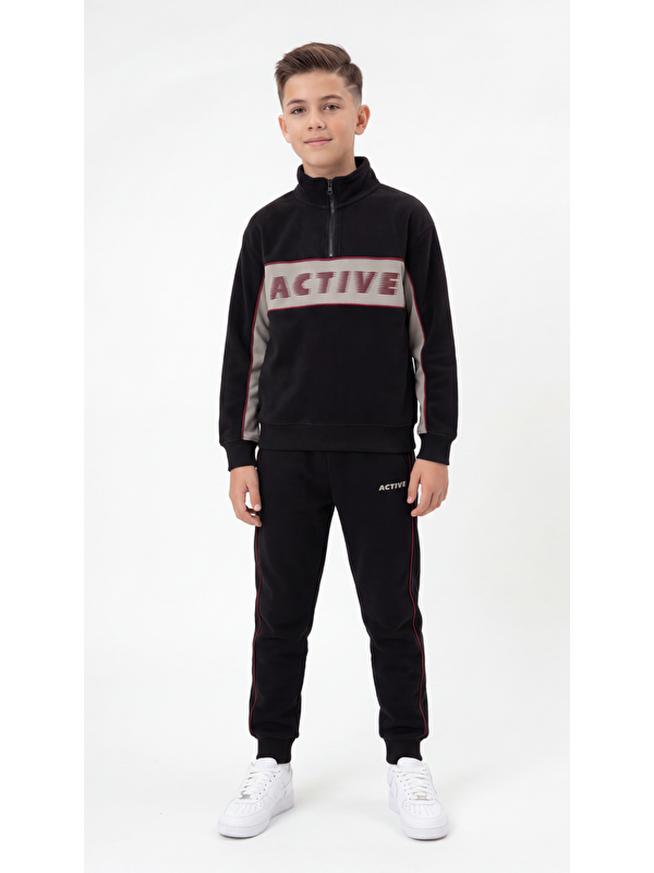 Mışıl Kids Active Baskılı Baskılı Şerit Biyeli Erkek Çocuk Alt Üst Eşofman Takımı
