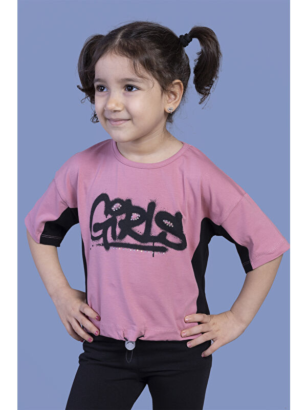 Toontoykids Kız Çocuk Garni Detaylı Baskılı Tişört