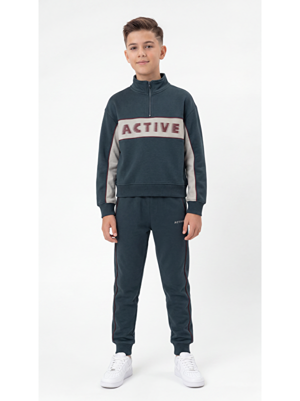 Mışıl Kids Active Baskılı Baskılı Şerit Biyeli Erkek Çocuk Alt Üst Eşofman Takımı