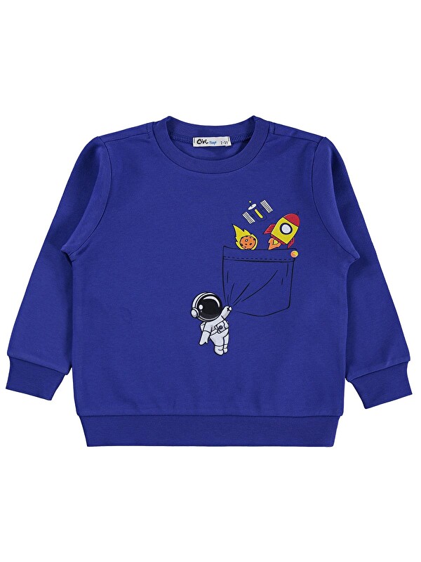 Civil Boys Astronot Baskılı 2-5 Yaş Sweatshirt Km - Mavi 4-5 Yaş