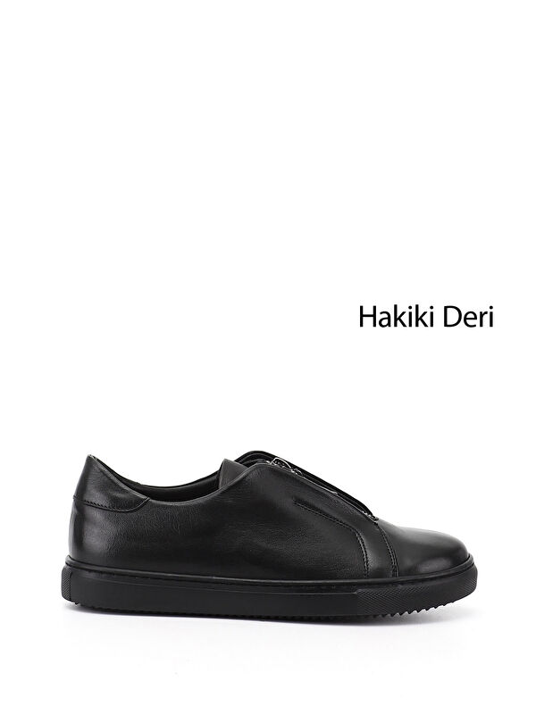 GÖNDERİ(R) Kadın SİYAH Fermuarlı Termo Taban Hakiki Deri Sneaker