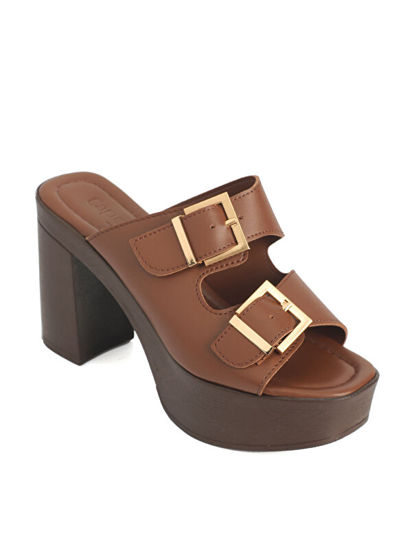 Capone Outfitters Rory Platform Çift Tokalı Kadın Terlik