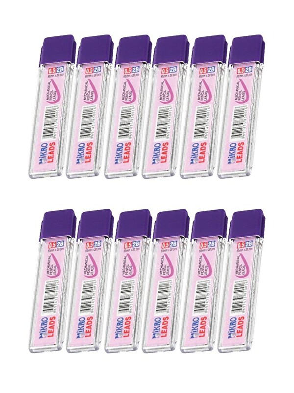 Artlantis Kalem Ucu 2B 0,5 mm 12 Adet Mekanik Uçlu Otomatik Kurşun Kalem Ucu 2B 60mm x 0,5mm Siyah Mikro Uç Kı