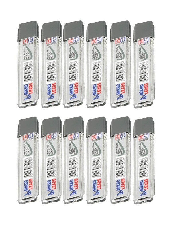 Artlantis Kalem Ucu 2B 0,9 mm 12 Adet Mekanik Uçlu Otomatik Kurşun Kalem Ucu 2B 60mm x 0,9mm Siyah Mikro Uç Kı