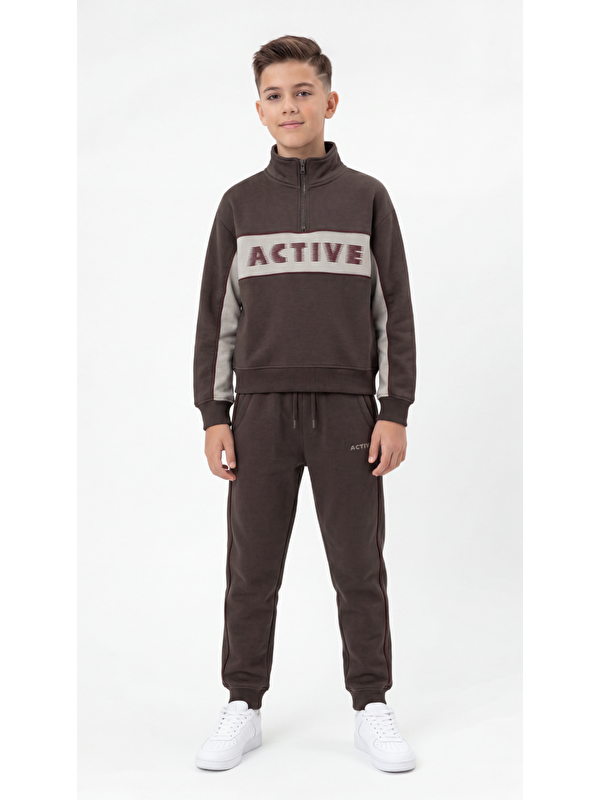 Mışıl Kids Active Baskılı Baskılı Şerit Biyeli Erkek Çocuk Alt Üst Eşofman Takımı