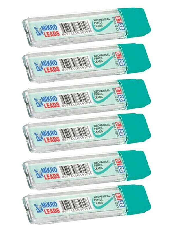 Artlantis Kalem Ucu 2B 0,7 mm 6 Adet Mekanik Uçlu Otomatik Kurşun Kalem Ucu 2B 60mm x 0,7mm Siyah Mikro Uç Kıs