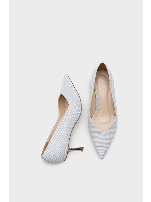 Capone Outfitters Gri Capone Outfitters Malinda Orta Topuklu Metal Topuklu Kadın Stiletto