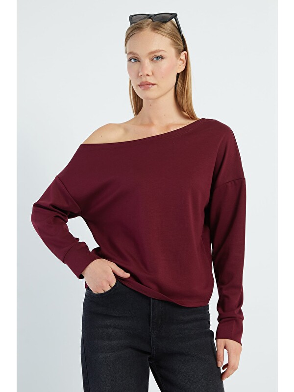 Fullamoda Basic Kayık Yaka Modal Sweatshirt