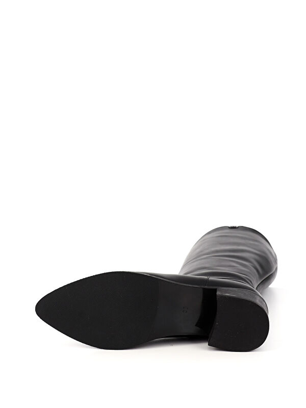 Gonderi(r) Kahverengi Gonderi(r) Sivri Burun Kadın Kalın Topuklu Hakiki Deri Çizme