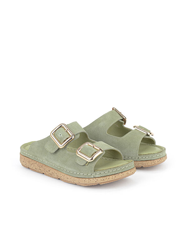 Ziya Ayakkabi Bej Ziya Ayakkabi Hakiki Kadın Deri Terlik 1611008ZM200