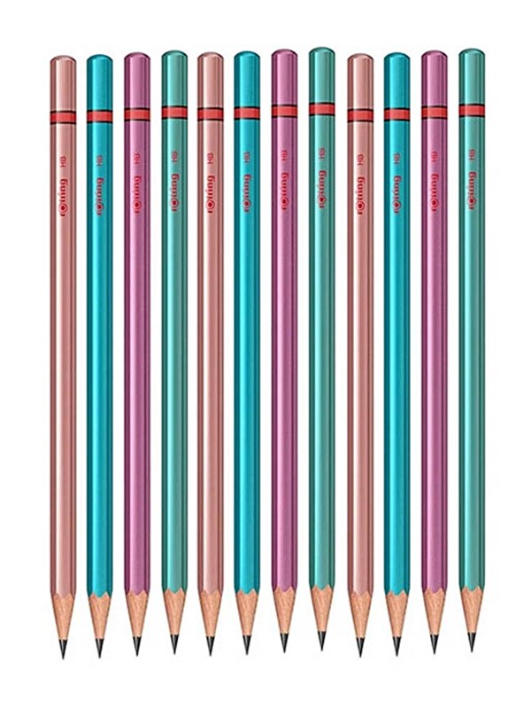 Artlantis Rotring Metalik Kurşun Kalem 12 Li 1 Paket Siyah Renkli Kurşun Kalem 4 Renk HB Kurşun Kalem