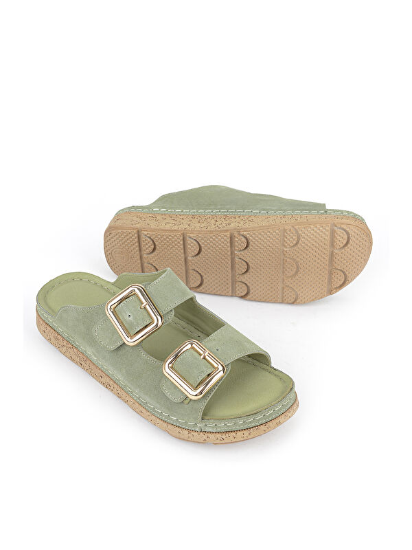 Ziya Ayakkabi Bej Ziya Ayakkabi Hakiki Kadın Deri Terlik 1611008ZM200