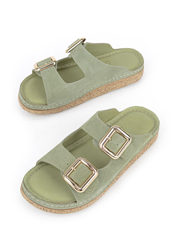 Ziya Ayakkabi Bej Ziya Ayakkabi Hakiki Kadın Deri Terlik 1611008ZM200