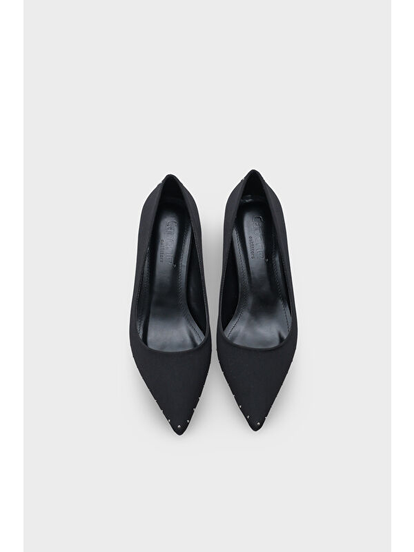 Capone Outfitters Siyah Capone Outfitters Anny Sivri Burunlu Metal Aksesuarlı Metal Topuklu Stiletto