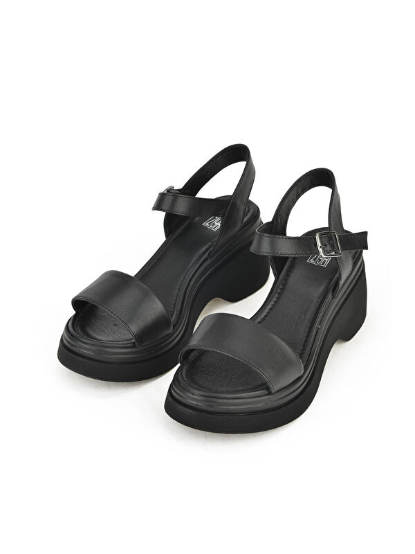 Kadın Hakiki Deri Topuklu Sandalet 151992Z68002 Siyah - Görsel 2