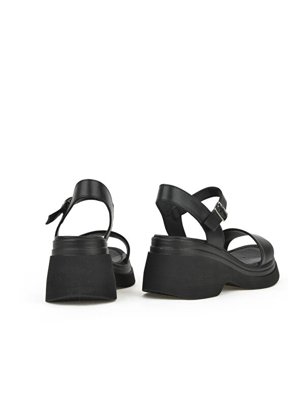 Kadın Hakiki Deri Topuklu Sandalet 151992Z68002 Siyah - Görsel 3