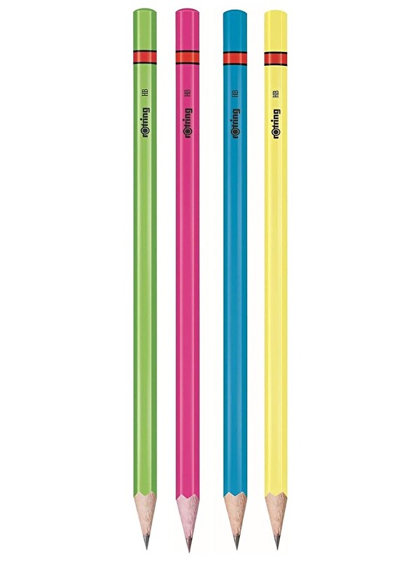 Artlantis Rotring Neon Kurşun Kalem 4 Lü 1 Paket Renkli Kurşun Kalem Mavi Yeşil Sarı Pembe HB Kurşun Kalem