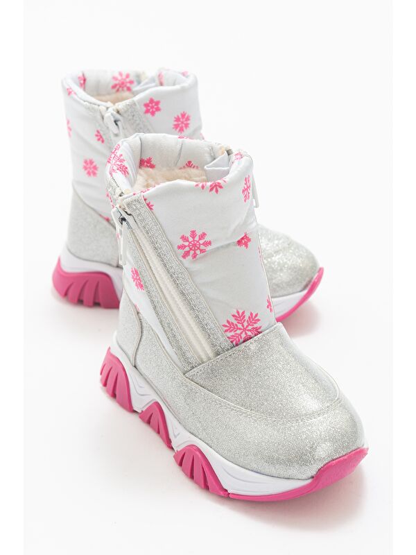 Kız Çocuk Gümüş Simli Rugan Deri Suya Dayanıklı Günlük Bot - Görsel 2