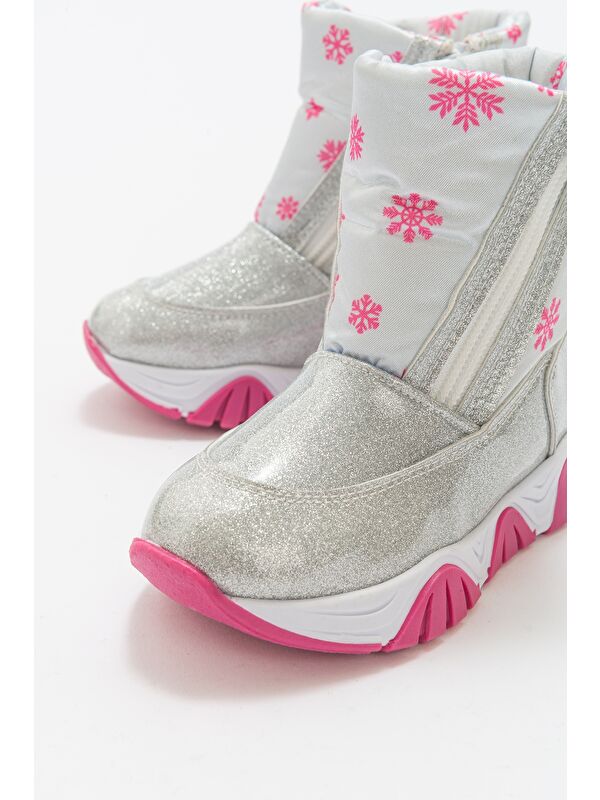 Kız Çocuk Gümüş Simli Rugan Deri Suya Dayanıklı Günlük Bot - Görsel 3