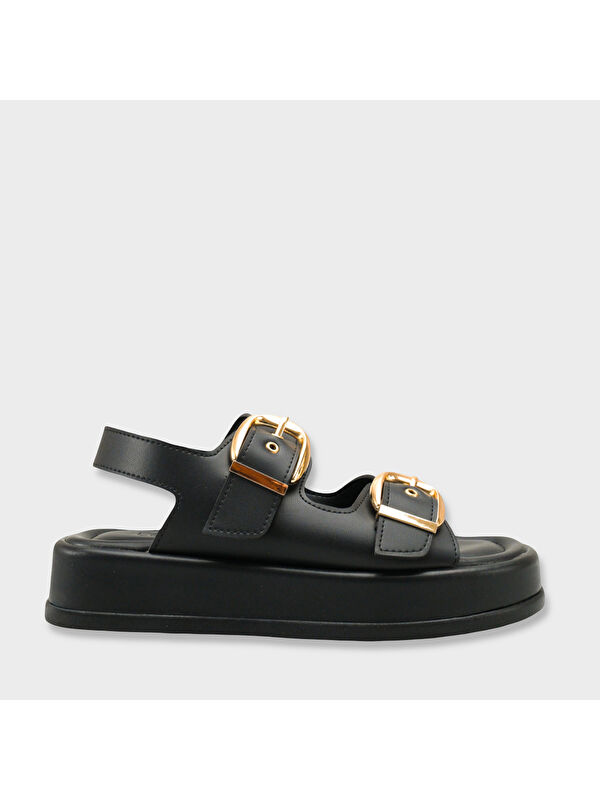 Capone Outfitters Cortney Dolgu Topuklu Çift Bantlı Tokalı Kadın Sandalet