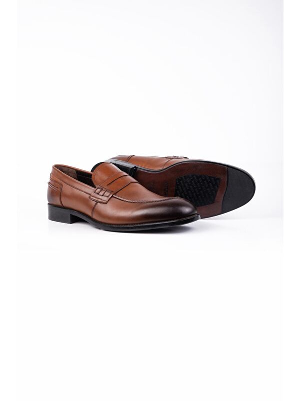 Taba %100 Deri Analin Bağcıksız Classic Ayakkabı 1033245167 - Görsel 4