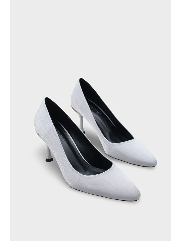 Capone Outfitters Gri Capone Outfitters Malinde Saten Kadın Stiletto