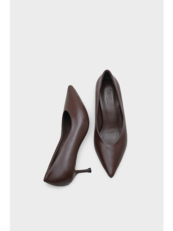 Capone Outfitters Kahverengi Capone Outfitters Merle Sivri Burunlu Hakiki Deri Astarlı Stiletto
