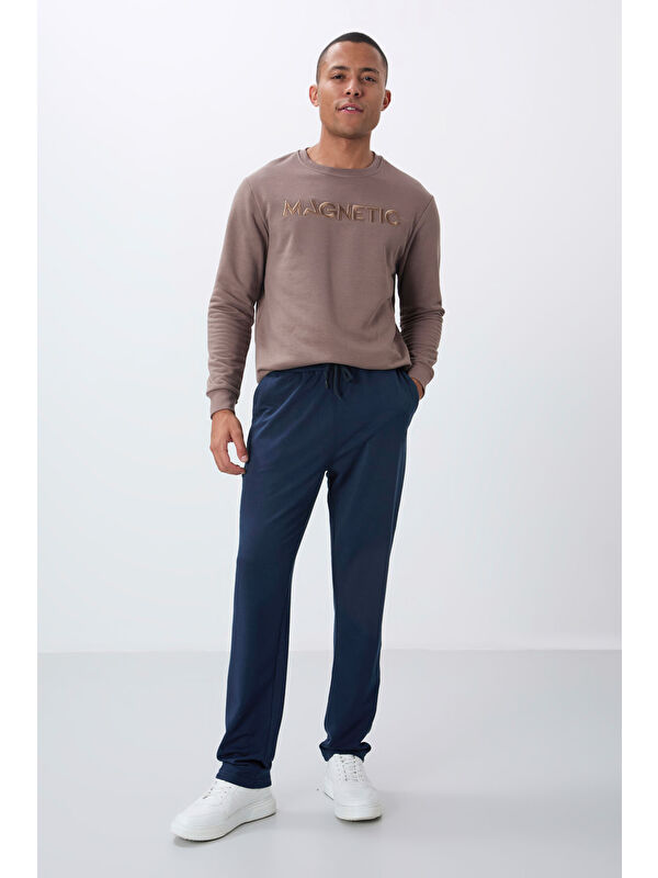 Tommylife İndigo Bağcıklı Cepli Standart Kalıp Klasik Paça Erkek Eşofman Alt - 84682
