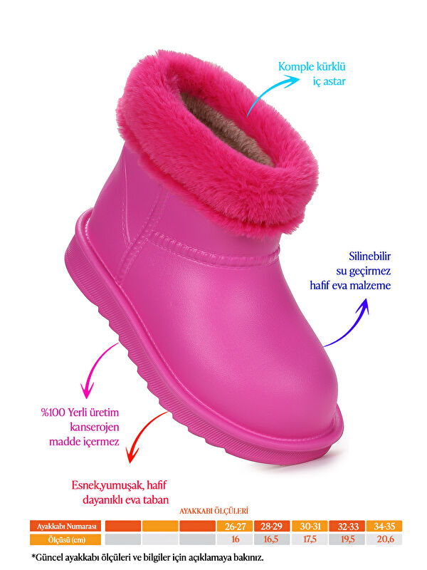 Geta Su Geçirmez İçi Kürklü Kız Çocuk Eva Yağmur Kar Çizme - Görsel 3