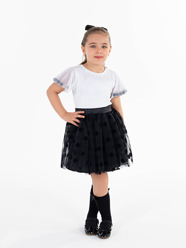 Civil Girls Kız Çocuk Tişört 4-9 Yaş Beyaz-Siyah